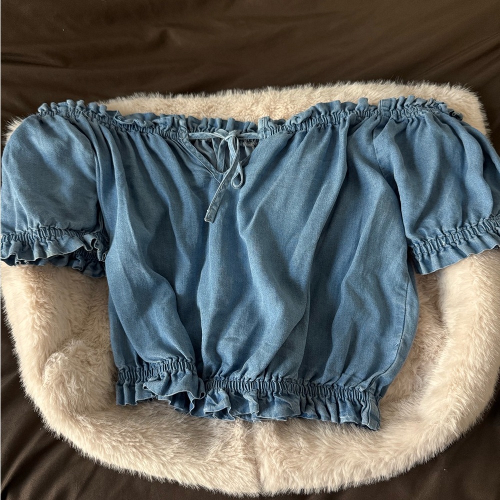 Blue Off-Shoulder Women's Top